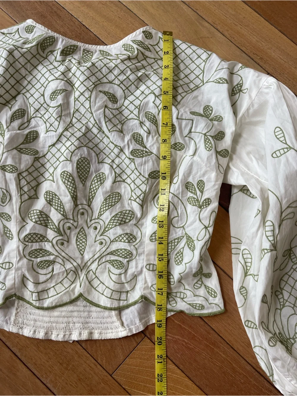 Anthropologie Puff Sleeve Embroidered Blouse Size Large Cottagecore Boho